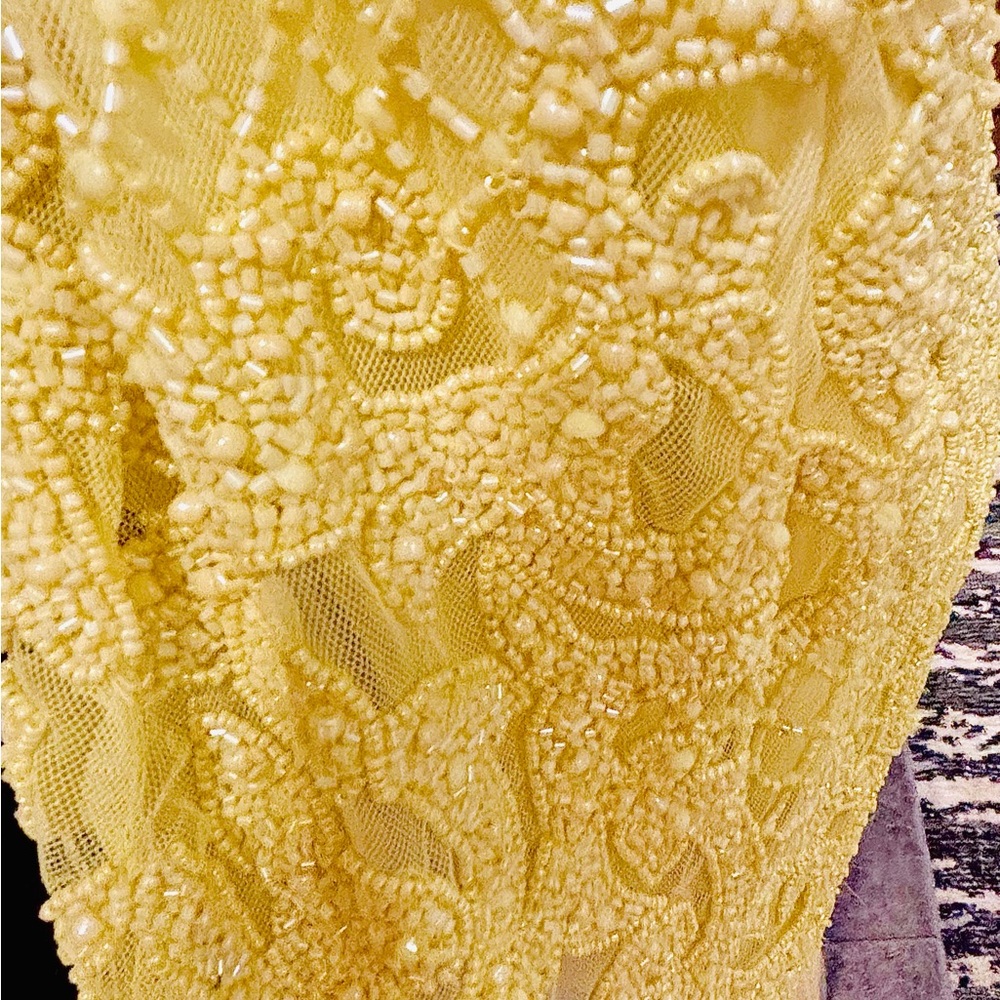 🍋 Primavera Couture Yellow Beaded Dress – Size 12 🍋 - Picture 10 of 16